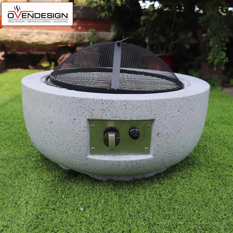 Outdoor Portable Gas Type Pumice Stones Round Fire Pit Lightweight Gas BBQ  Grill For Sale