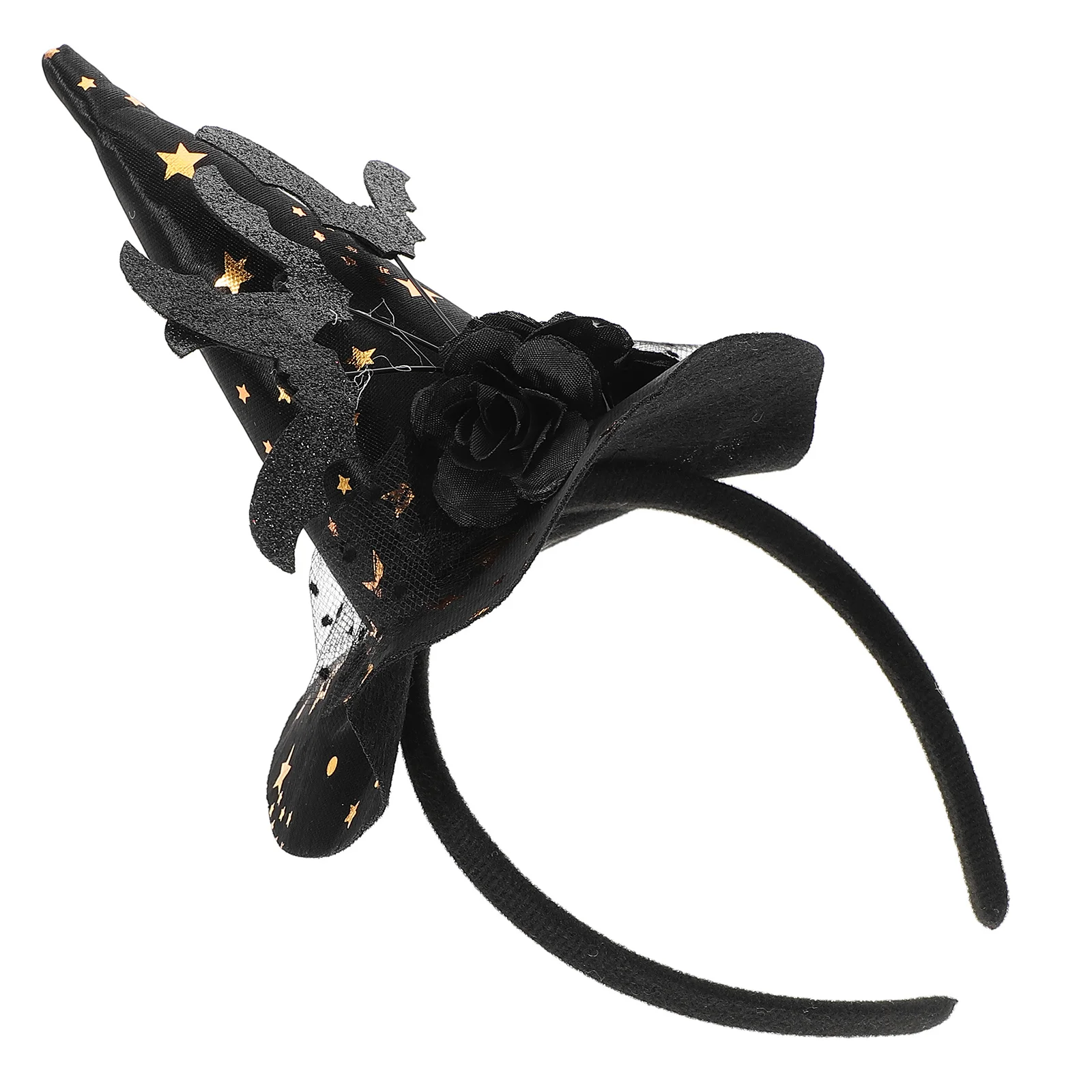 1 pz cappello da strega fascia decorazione in pizzo nero accessorio per feste di Halloween costume in maschera glitter per donne ragazze evento in maschera