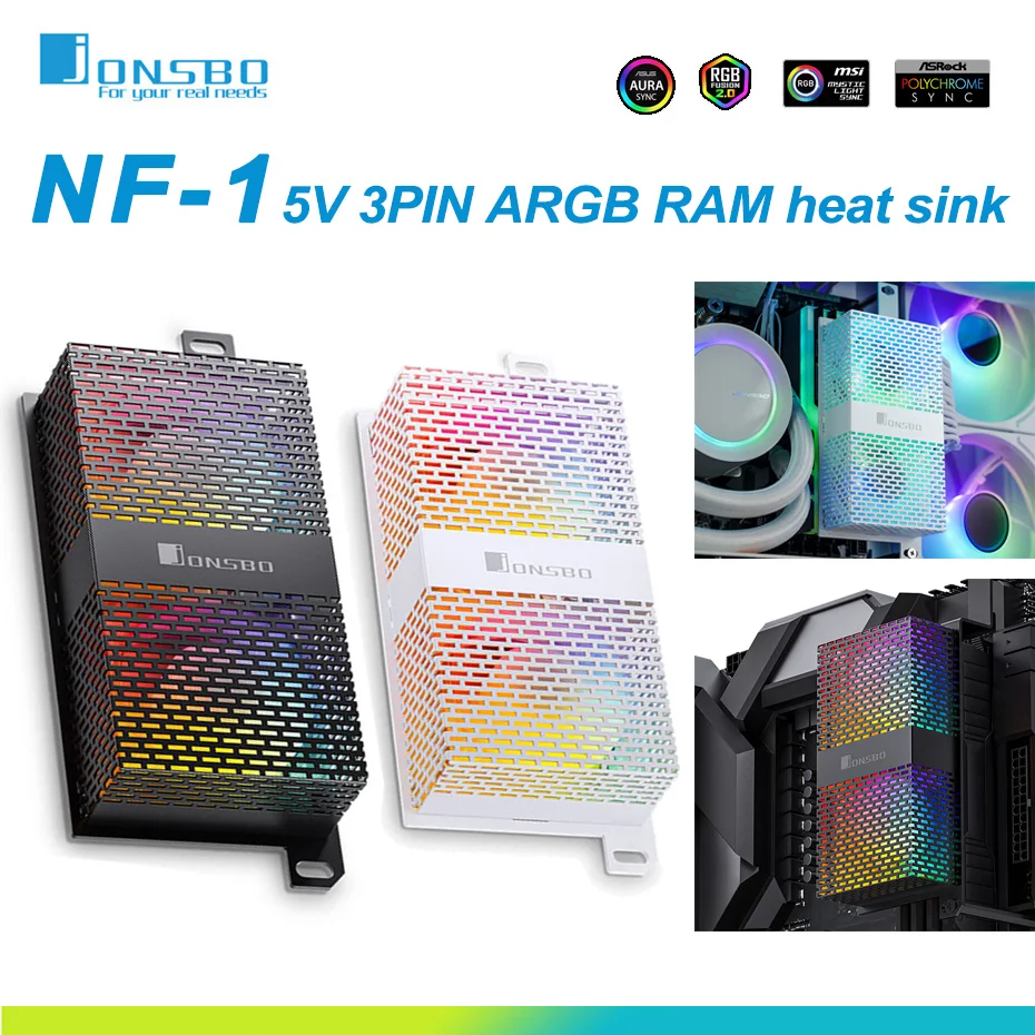 

JONSBO NF-1 Memory Cooler 5V/3PIN ARGB Dual 5020 Fans DDR4 Cooling Vest RAM DDR5 Overclocking