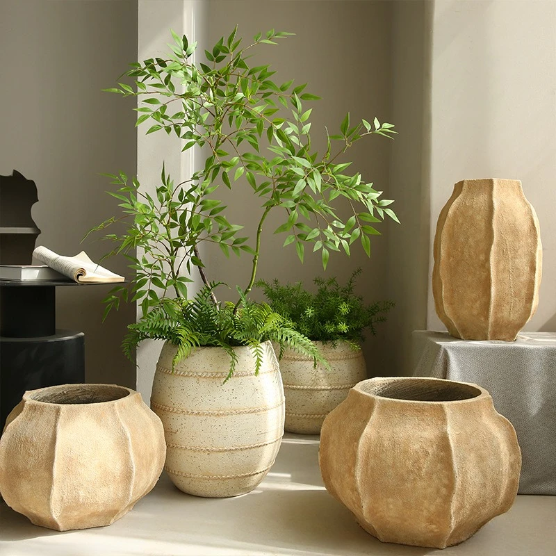 Cement vase flower pot indoor living room desktop decoration entrance TV cabinet homestay soft decoration flower arrangement