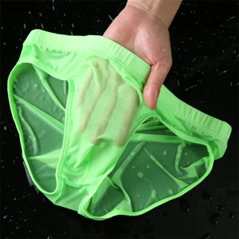 

Fast Shipping M-4XL Ice Silk Briefs Men Seamless Panties Plus Size Male Low Rise Enhance Underwear Lingerie