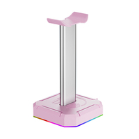 Headset Display Stand RGB Backlight Head Mounted Headphone Stand Rack Space Saving Desktop Organizer Vertical Bracket Hanger