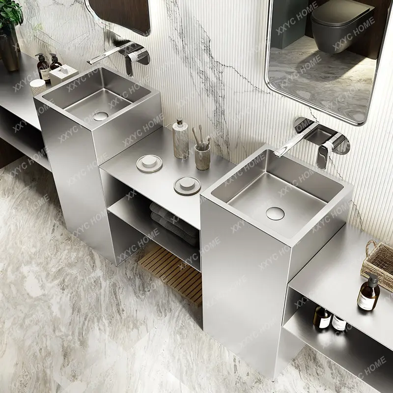 

Integrated Inter-Platform Basin Column Type Washbasin Hotel Household Floor Type Wash Basin