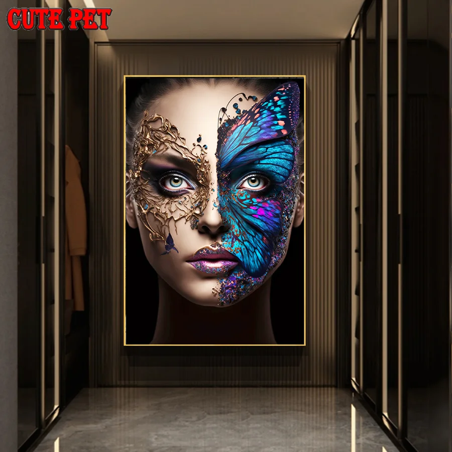 

5D DIY Алмазная вышивка бабочка маска девушка алмазная живопись вышивка крестиком полная дрель горный хрусталь мозаика красота украшение дома