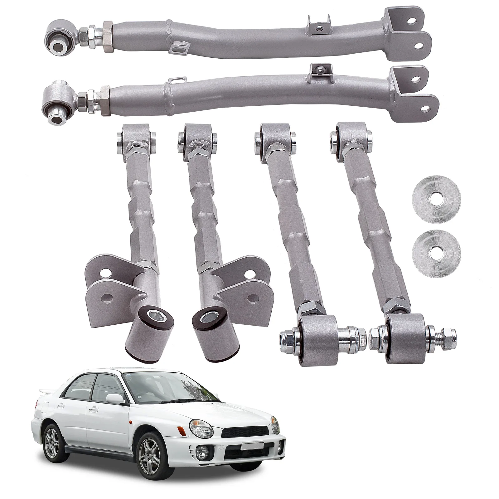 Maxpeedingrods 6 Pieces Rear Lateral Links Control Arms Bars for Subaru Impreza Forester Legacy GC GD GG