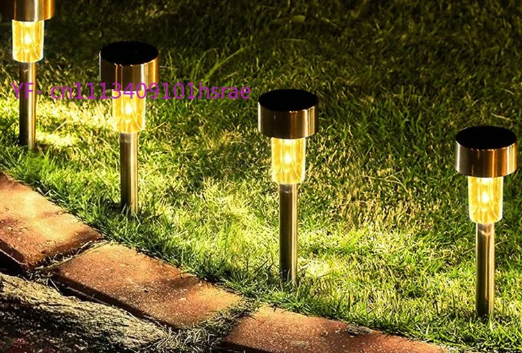 Solar Stainless Steel Outdoor Tube Light, LED Lawn Lamp, Waterproof Garden Pathway Light, Villa Landscape Decoration Night Light