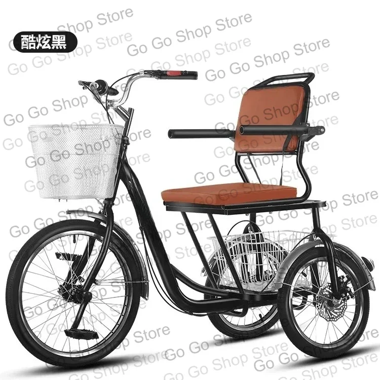 Elderly Wheel Bicycle with Disc Brake 8 Pedals Design Stable Tricycle for Daily Commute Outdoor Fitness Leisure Cycling Travel
