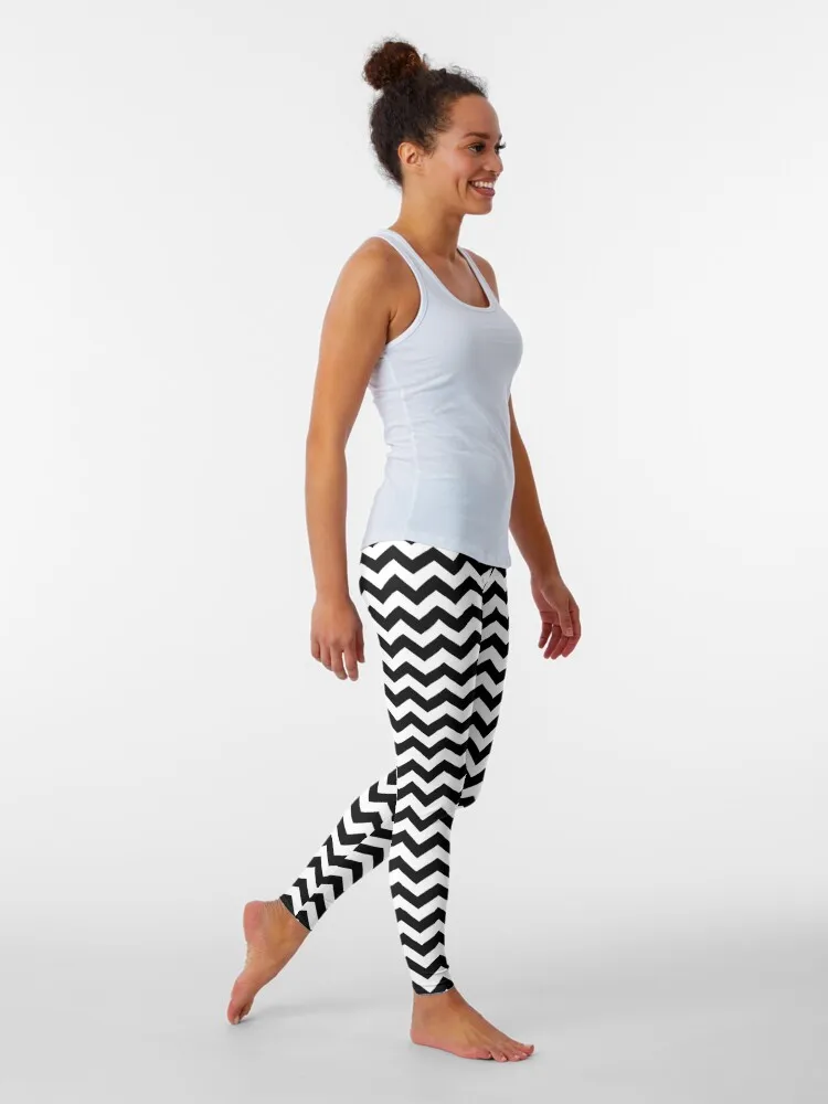 Leggings ZIG-ZAG noir et blanc legging gym pantalons d'entraînement joggeurs pour le sport pour push up femmes Leggings