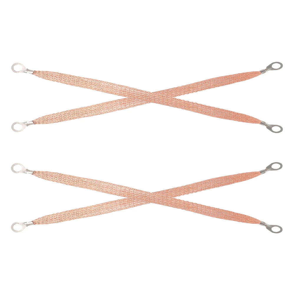 

4pcs Cable Braided Straps Jumper Lugs Earthing Grounding Kit Wire Clamp Automotive Ground Strap Copper Ground Strap