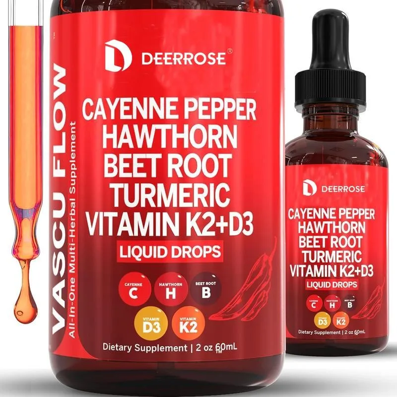 

Cayenne Pepper Liquid Drops,Cayenne Pepper Hawthorn Beet Root Drops,Organic Cayennee Pepper Supplement,60ml Plant-Based Liquid