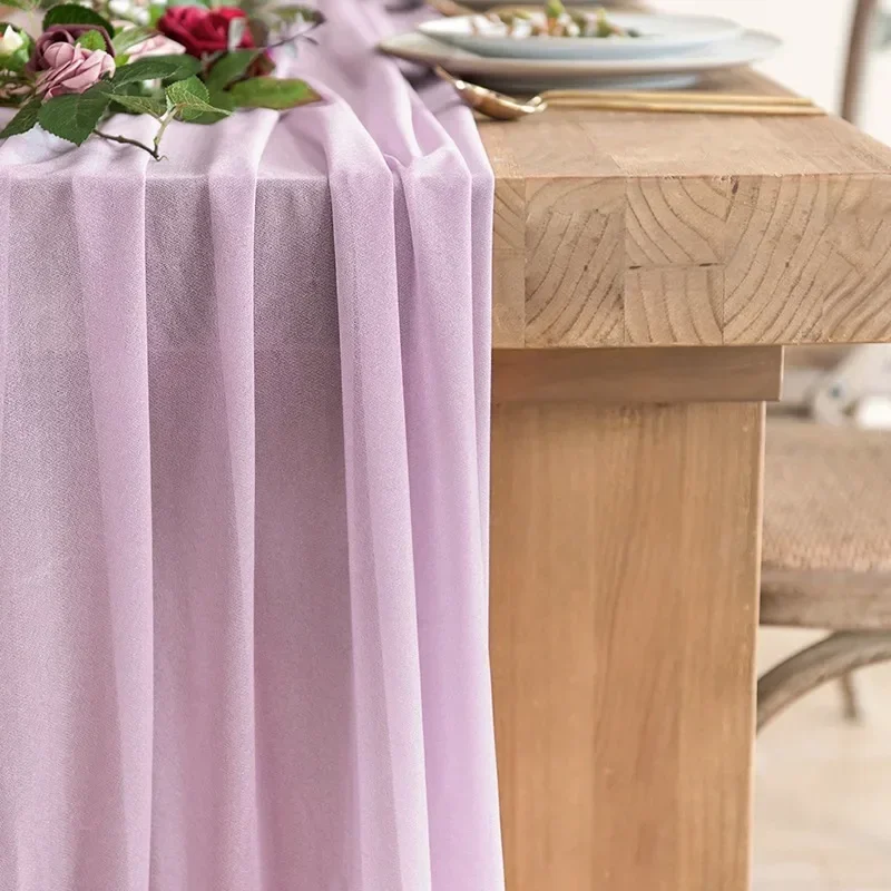 

180cm Chiffon Table Runner Dining Table Decoration Cotton Gauze Table Runner Romantic Boho Tablecloth for Wedding Party Decor