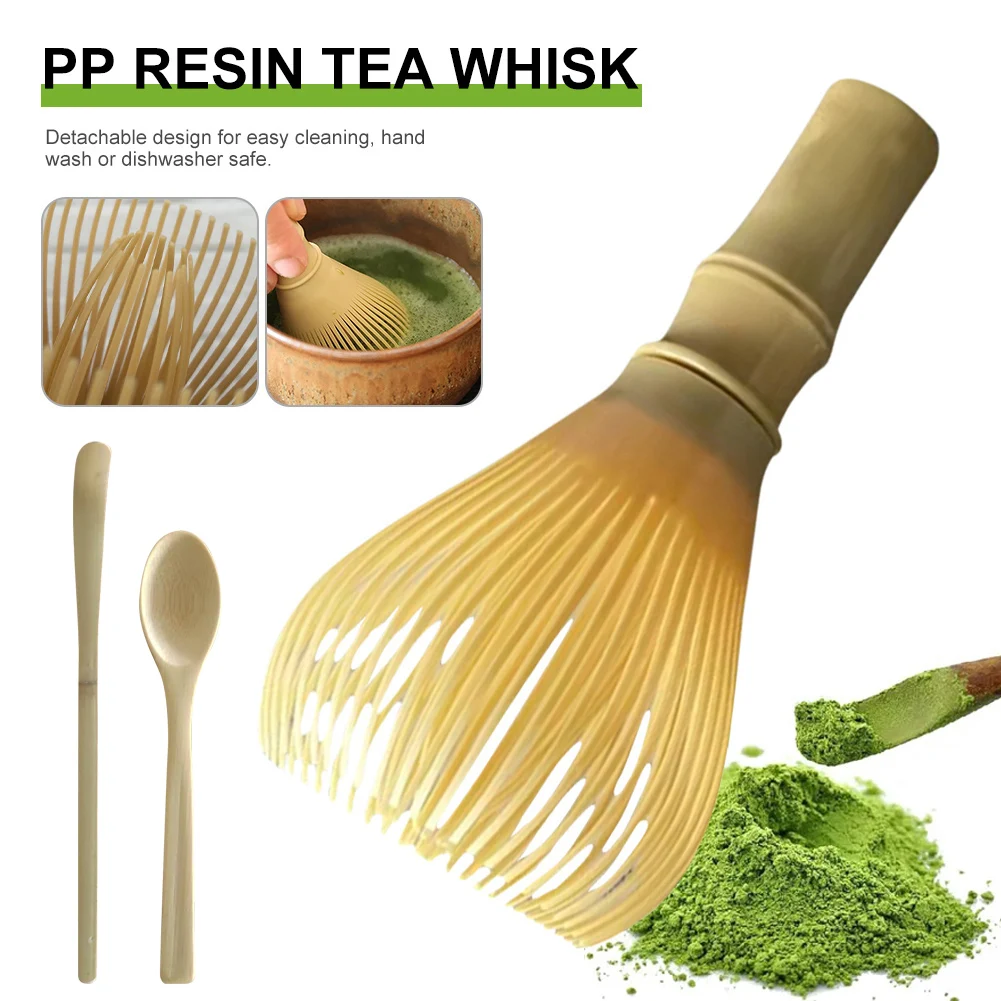 Resin Matcha Whisk Chasen Brush Tools for Matcha Green Tea Powder Reusable Powder Whisk with Whisk Holder Tea Ceremony 3pcs/set