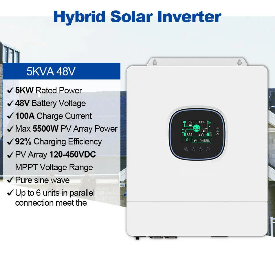 5KW 48V DC to 110V/120V AC Inverter Single Phase MPPT Pure Sine Wave Solar Inverter For Off-grid System for split phase