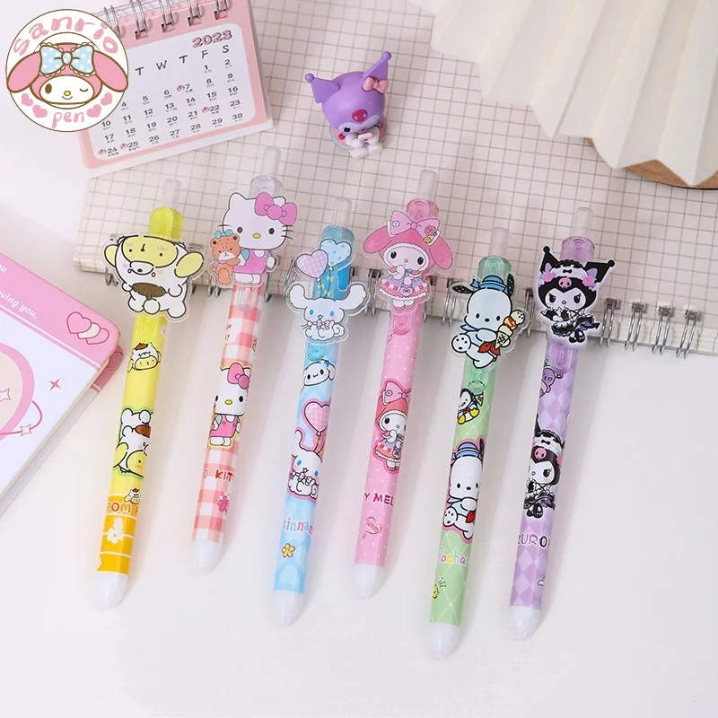 Sanrio 48pcs/Set Gel Pen Cartoon Kawaii Ball Pen Writing 0.5mm Black Stationery Signature Writing Office Supplies Boxed Gift