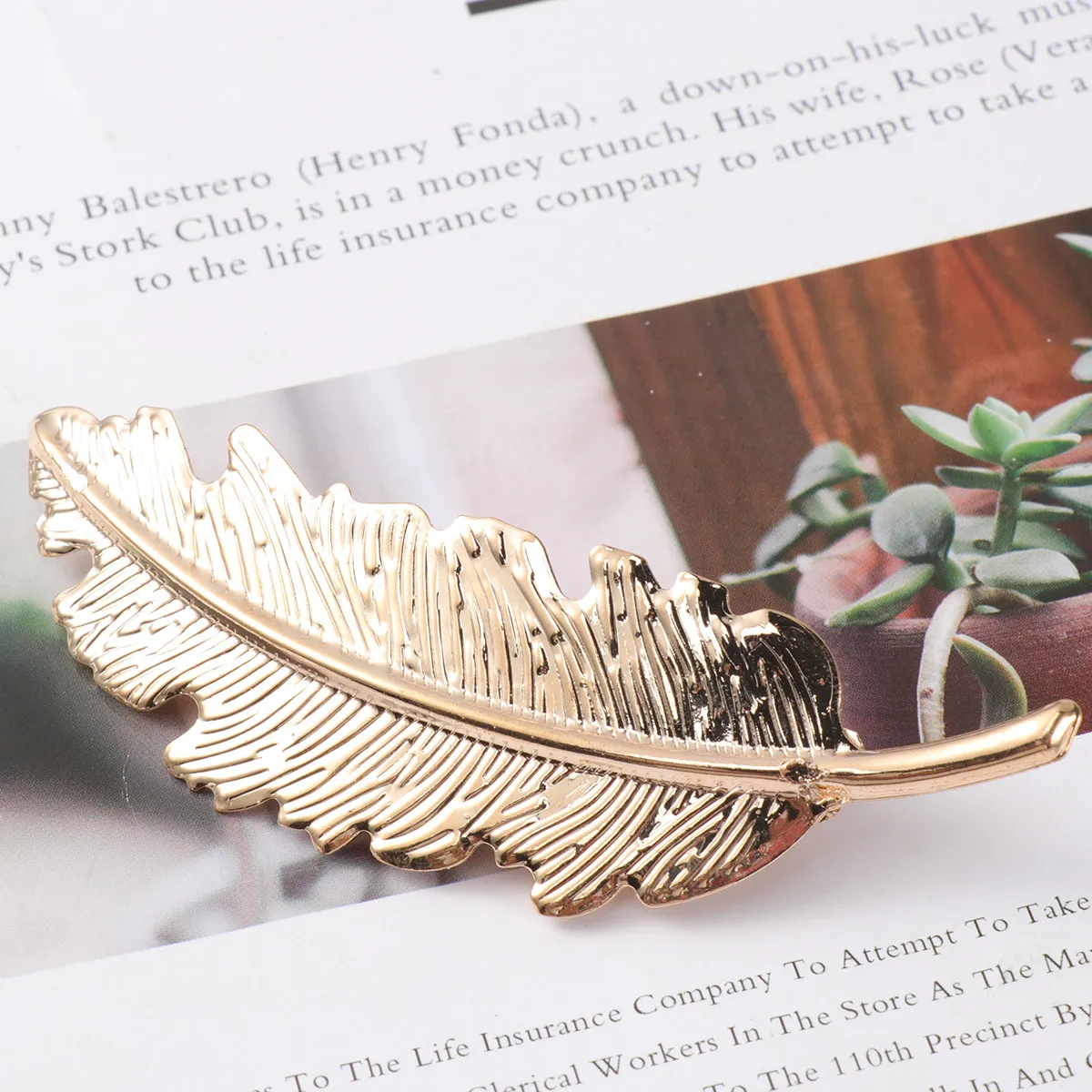 

2 шт. заколки для волос в золотом и серебряном цвете, 10x28 см, в форме листа, для женщин, красивый изящный аксессуар