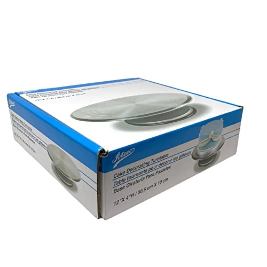 Suporte Giratório para Decoração de Bolos em Alumínio com Base e Almofada Antiderrapante, Redondo de 12 Polegadas