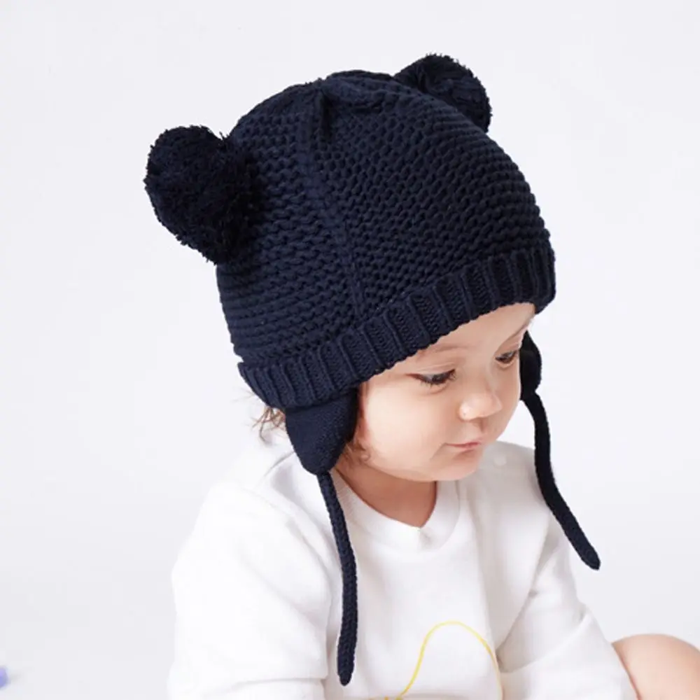 Berretto lavorato a maglia autunno inverno berretto Casual antivento addensato con protezione per le orecchie cappello caldo carino per bambini