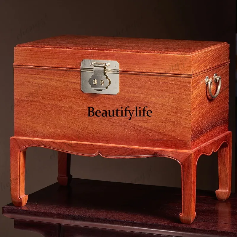 Calligraphy and painting box Solid wood Chinese classical tea storage Floor ornament Multifunctional decorative glove box