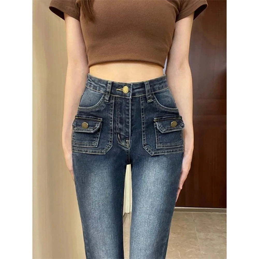 Jeans Vintage donna 2023 pantaloni da donna Denim Streetwear moda coreana abbigliamento femminile Jeans a gamba dritta donna vita alta