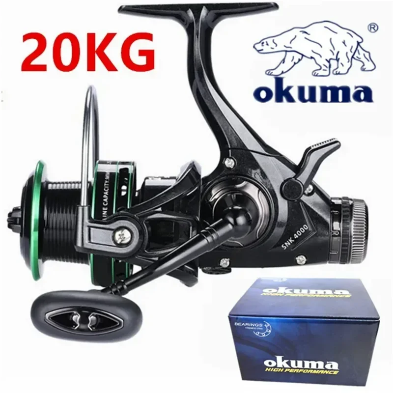 

OKUMA Dual Brake Fishing Reel 20Max Drag Speed Ratio 5.2:1/14+1BB All Metal Wire Cup Spinning Wheel 3000-6000