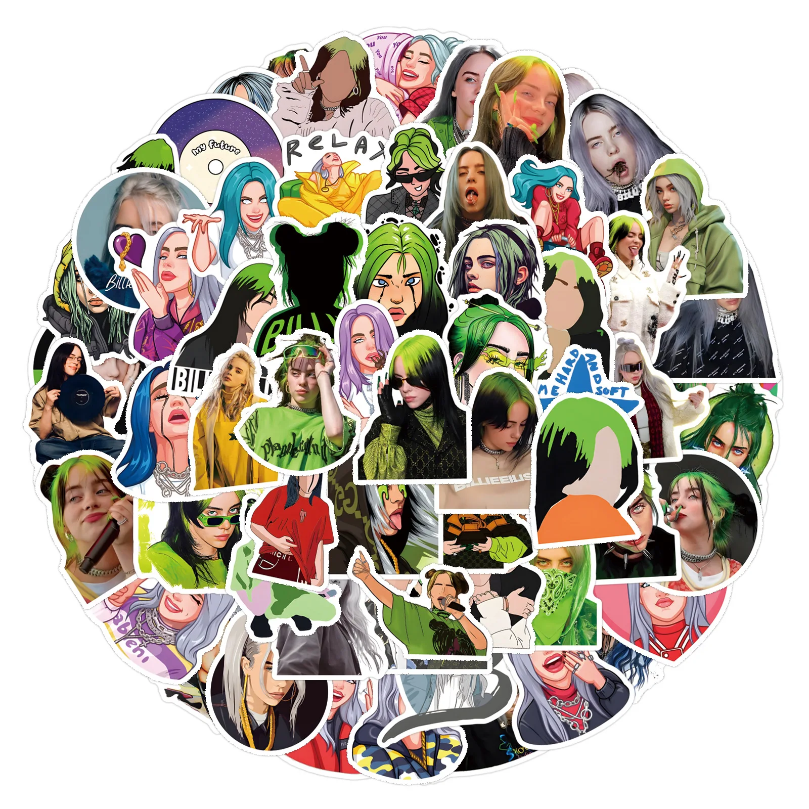 110 قطعة من ملصقات بيلي إيليش، ملصقات جرافيتي للمشاهير، ملصقات زجاجات الأمتعة DIY