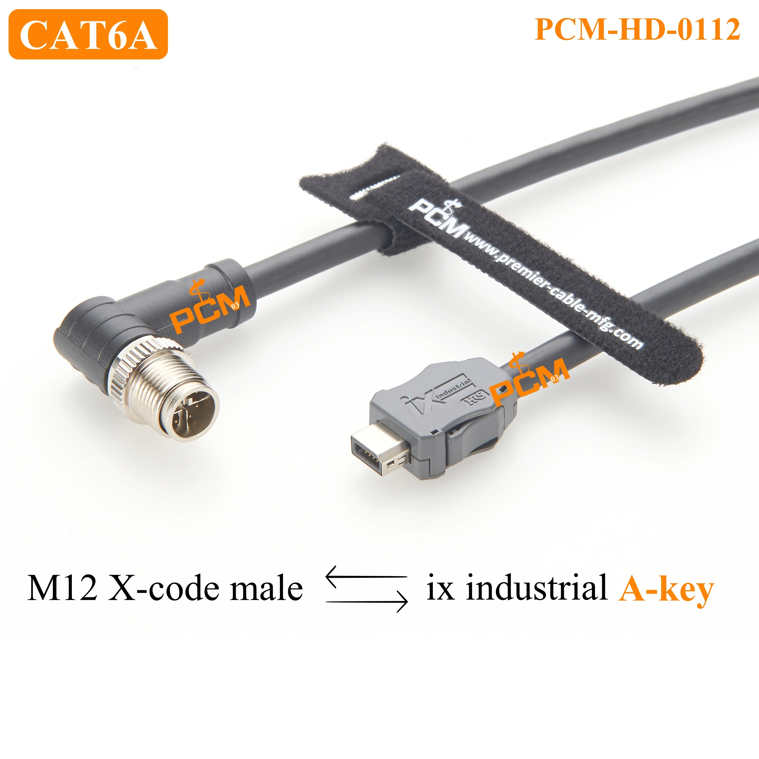 

Cat6a 10 Гбит/с IX Промышленная клавиша A на прямоугольный кабель M12 X-кода с штекером для камеры машинного зрения, маршрутизатора, сервера PoE-переключателя