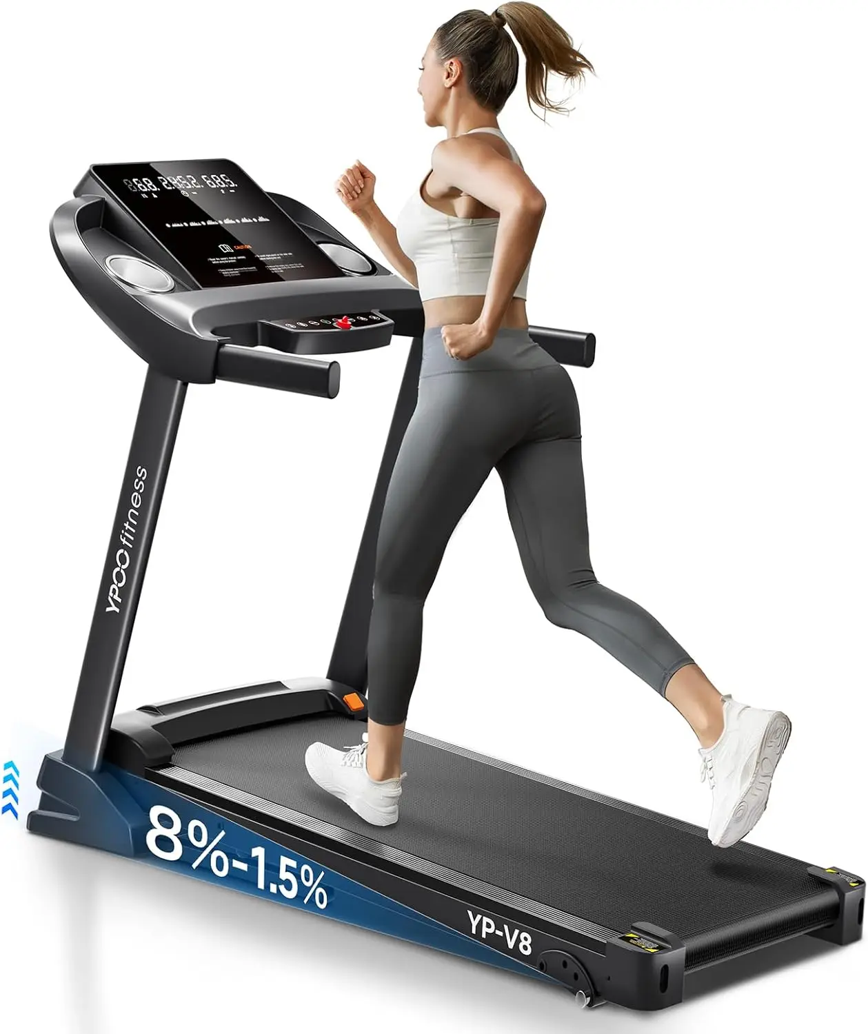 Walking Pad Treadmill with Incline, Treadmill for Home, 8.0 MPH Running Treadmill with Bluetooth Enabled, 300 lbs User Capacity