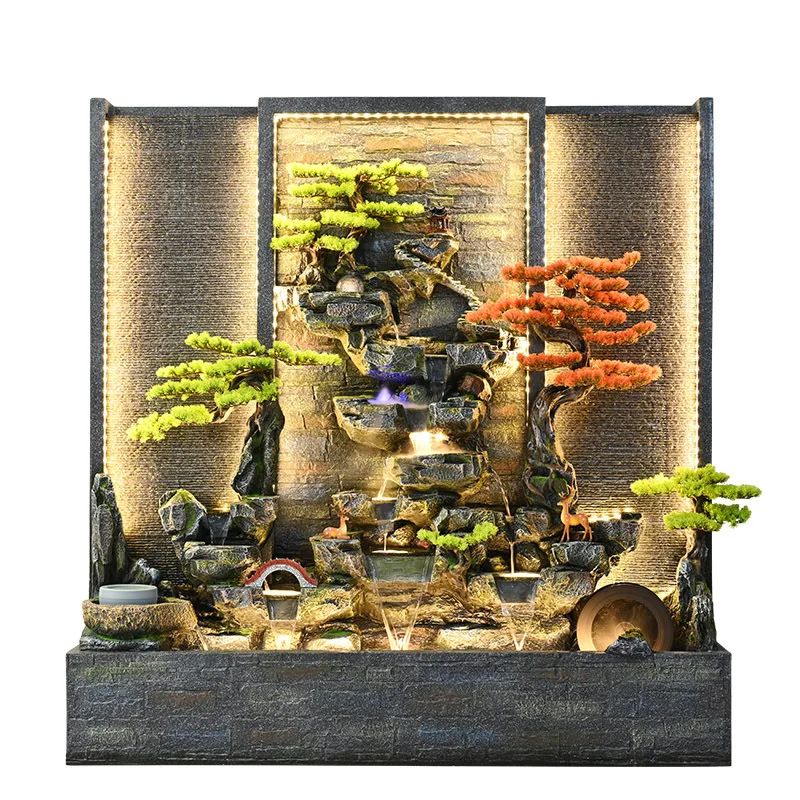 

High Mountains Flowing Water Curtain Wall Fountain Clubhouse Hotel Housewarming Gift