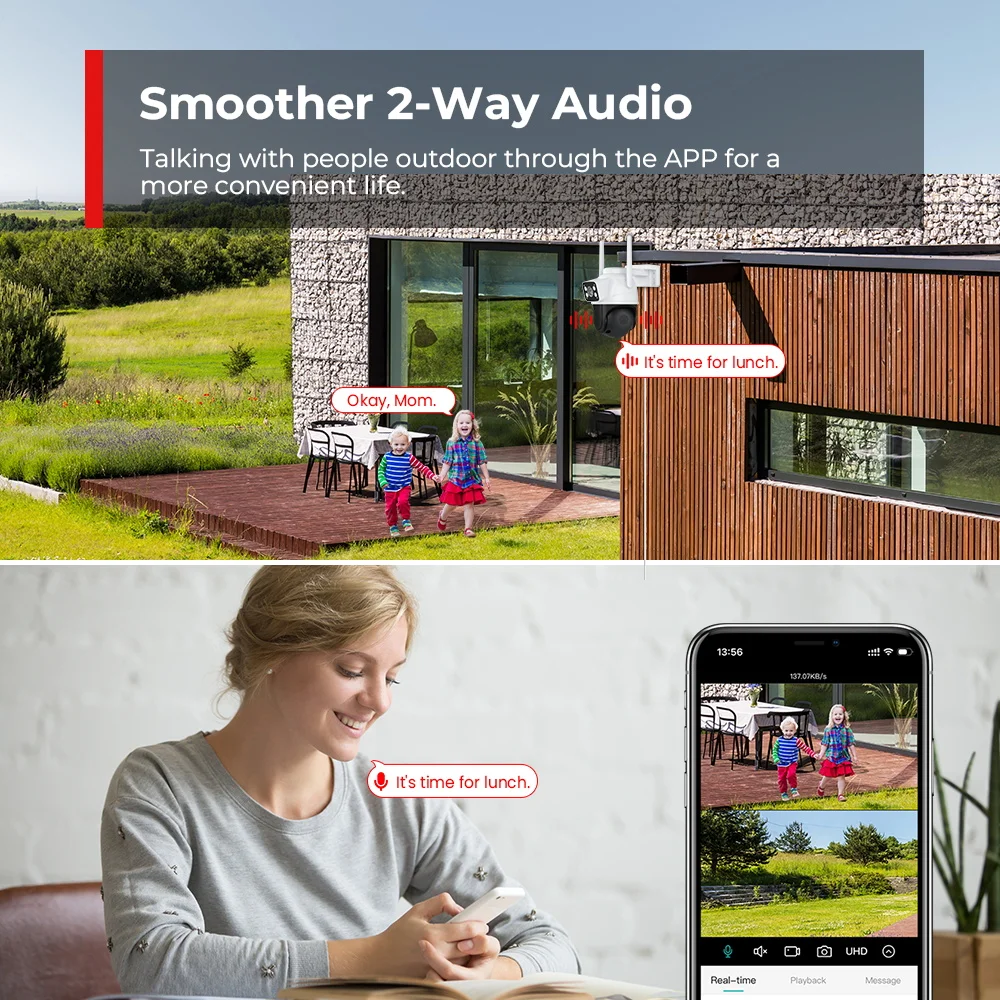 4K 8MP PTZ WIFI Camera Dual Lens Dual Screen IP Camera Outdoor Auto Tracking Security Protection CCTV Surveillance Camera ICSEE