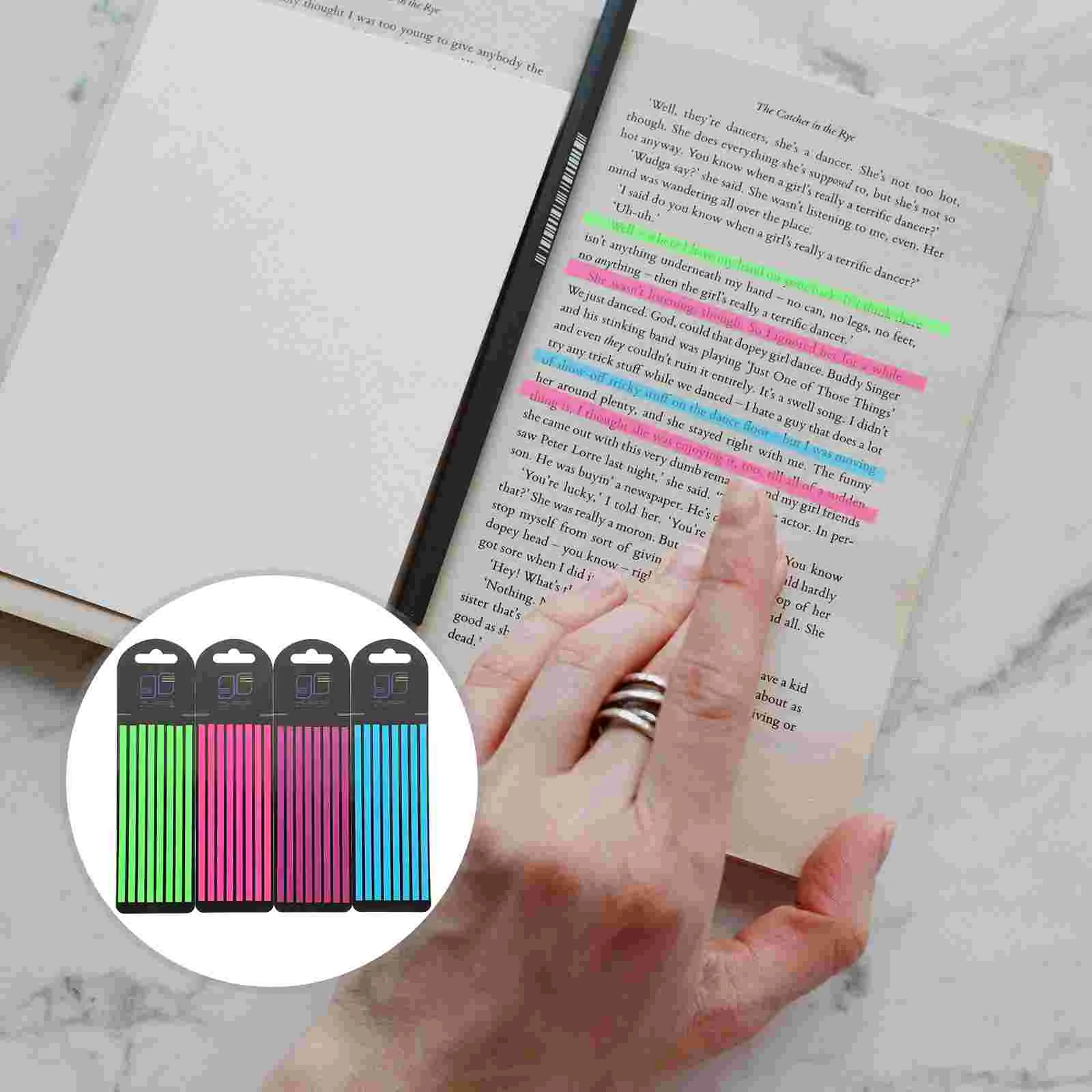 

4 Books Notes Stickers for Kids Bookmarks Label Highlighter Strips Page Marker Translucent Child