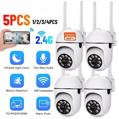 Cámara WiFi de 5MP, vigilancia de seguridad 2,4G, PTZ, visión nocturna IR, detección de movimiento, cámara de seguridad para el hogar con 2 antenas para niños