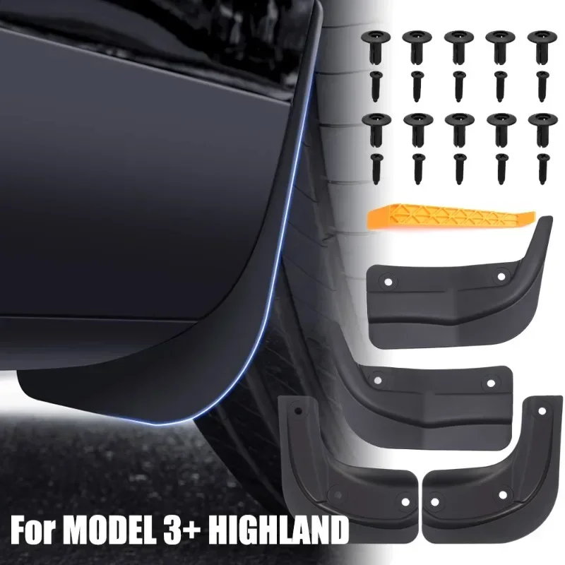 Suitable for Tesla Model 3+Highland 2024 Automobile Mudguard Official Front Rear Wheel Fenders Splash Guards Model3+ Accessories