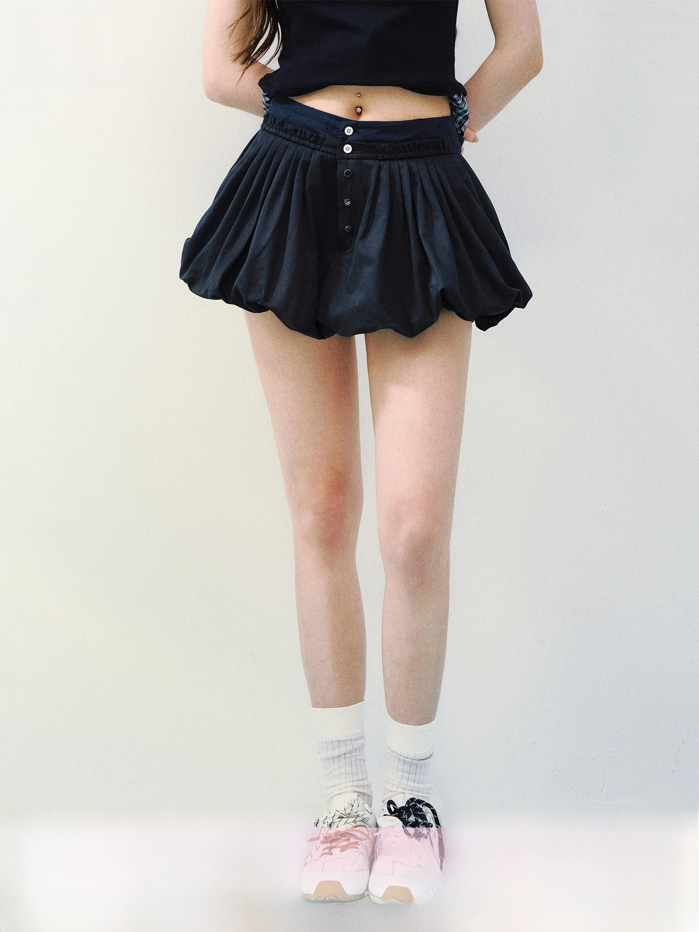 SunsetPark High Waist Design Sensation Teenage Girl's Midi Skirt Folded Petal Blooming Blue Half-length Summer Skirts