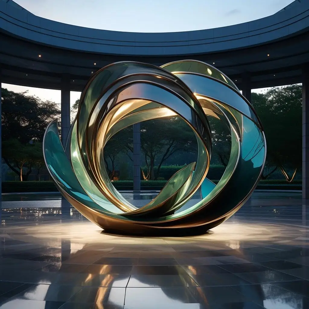 

Наружное украшение, современное абстрактное металлическое искусство, полированная скульптура фонтана из нержавеющей стали