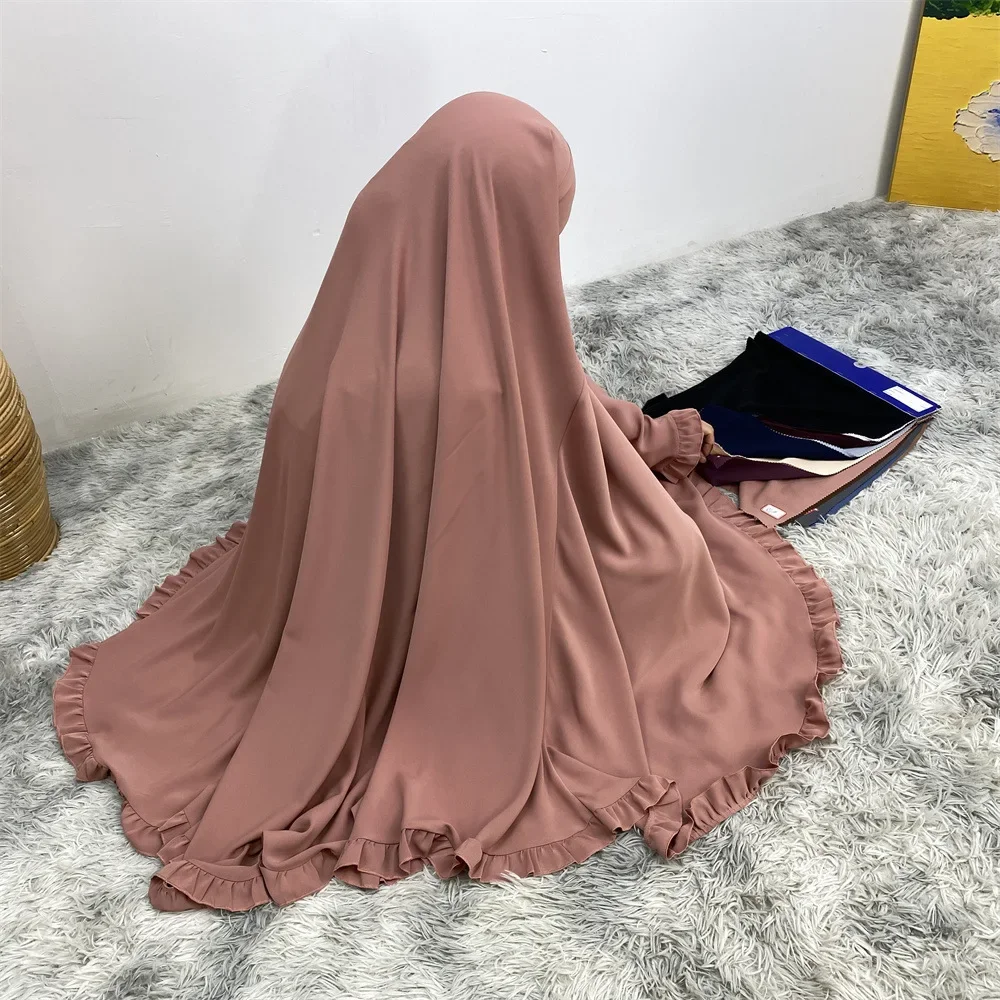 Long Khimar High Quality Nida Muslim Eid Ramadan Islamic Clothes Tie Back Overhead Prayer Scarf Women Hijab Veil Abaya Headdress