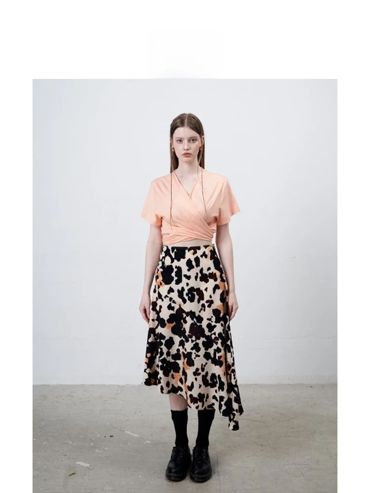 

High Waist Asymmetrical Print f Skirt A-Line Midi Skirt oll Polyester Fiber Daily Wear Travel Suitable Ladies Skirt