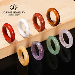JD Natural Healing Crystal Band Rings Amethyst Agate Jasper Dainty Finger Solid Ring Women Men Fashion Minimalist Jewelry Gifts