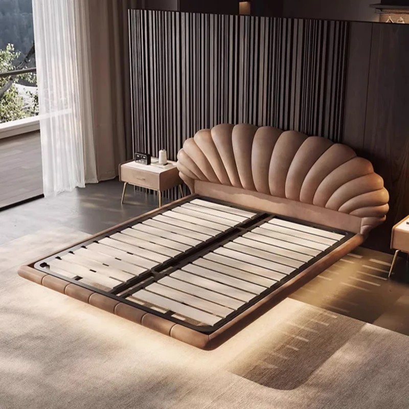 سرير بناتي موفر للمساحة، أرضية تخزين على شكل قلعة، كلب بشري، سرير تدليك فاخر للنوم الحديث، أثاث كوين مزدوج موبليس عصري #2