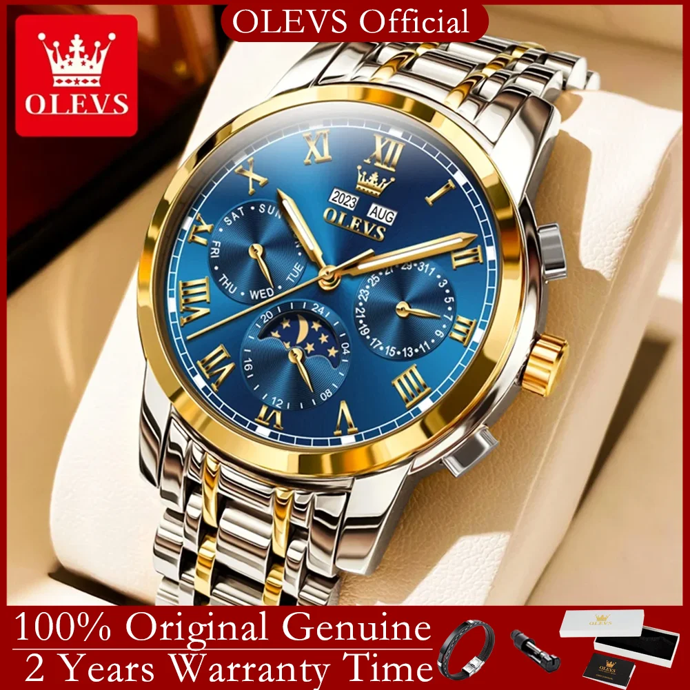 

OLEVS 6692 Original Luxury Man Watch Automatic Mechanical Wristwatch for Men Moon Phase Waterproof Calendar Men's Dress Watches
