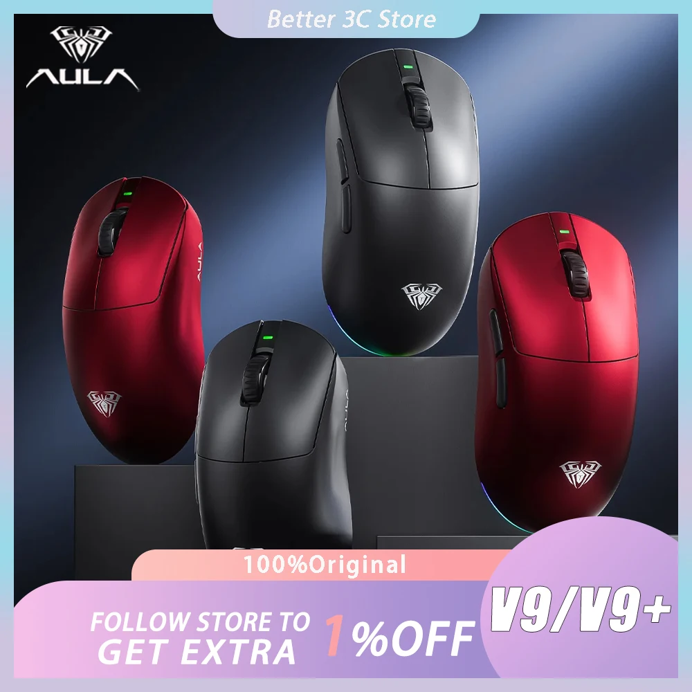 

AULA V9/V9+ Mouse Paw3950 Tri Mode Wireless Paw3395 8000Hz Esports Gaming Mice Lightweight Mouse PC Accessories For FPS Gamers