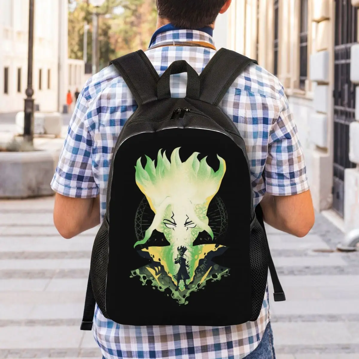 Anime Dr Stone Backpack Student Boys Girls BookBag School Bag Laptop Shoulder Bags