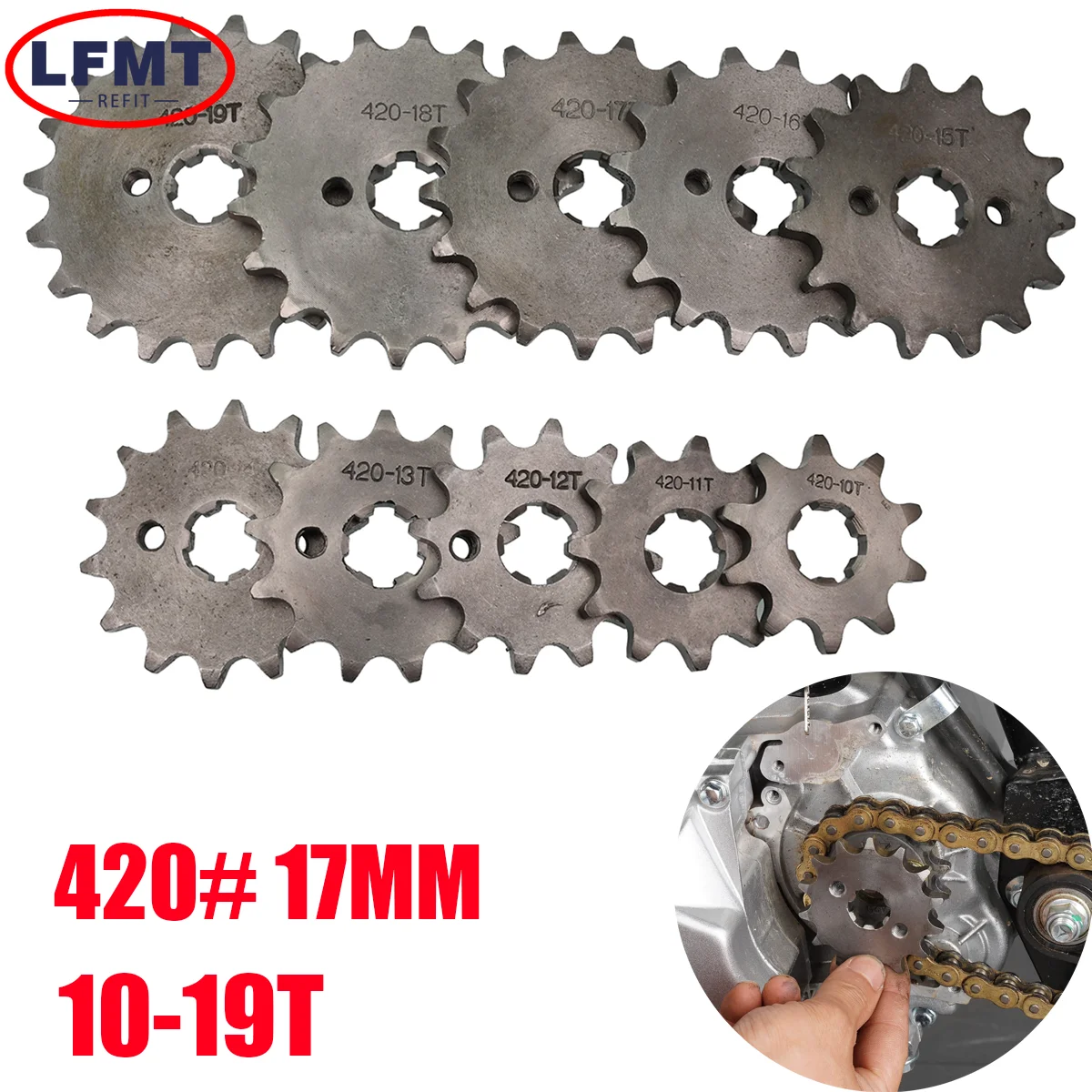 For YAMAHA Honda Lifan ZongShen YCF ATV Quad Dirt Pit bike Buggy 420# 17mm 10 11 12 13 14 15 16 17 18 19T Front Engine Sprocket