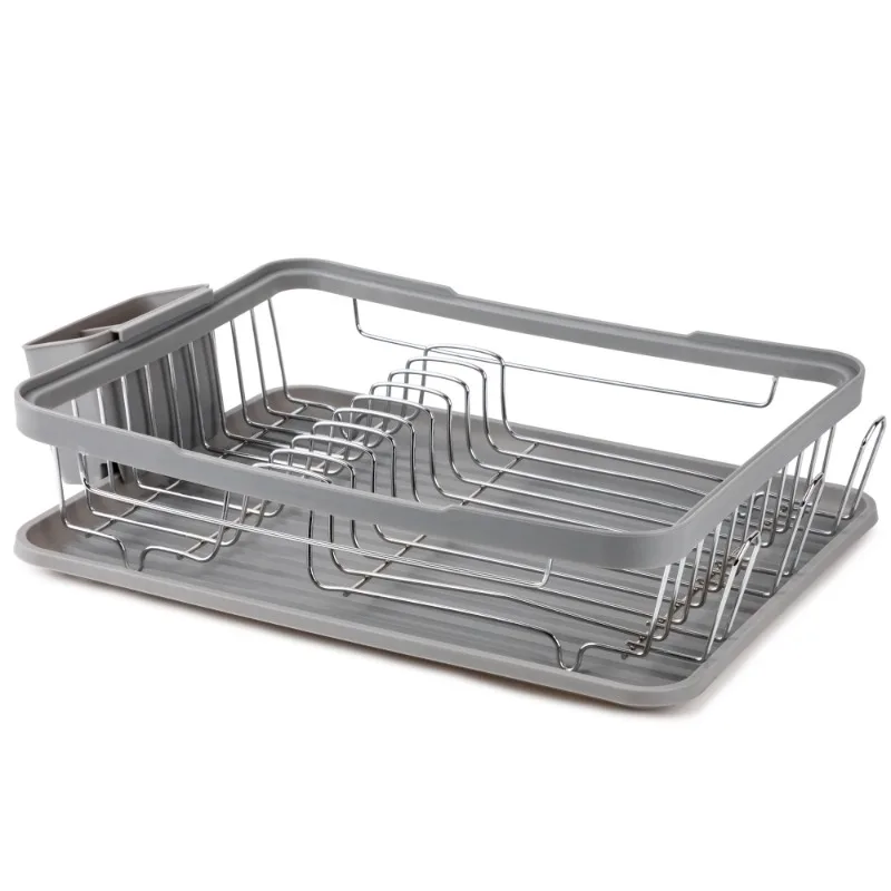 

Dish Rack with Cutlery Holder, Grey