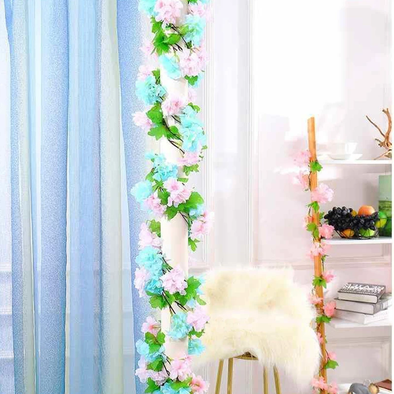 Künstliche Blumen 220 cm Kirschblüten-Ranke Garten- und Heimdekoration Tischdeko-Accessoires Hochzeits-Efeu-Girlande Bogen für Innen- und Außenbereich – Detail 2