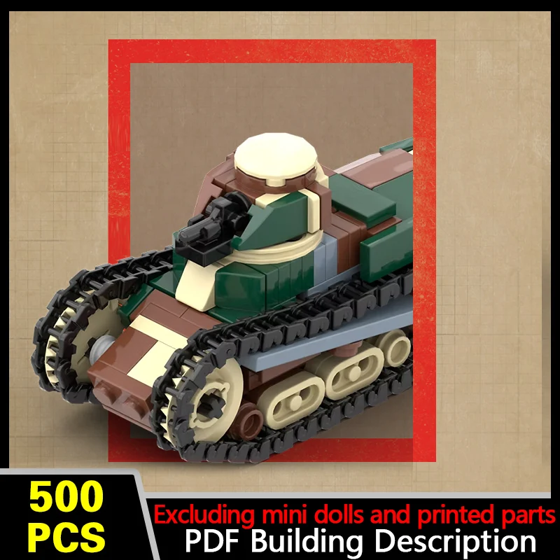 Ft-17 Heavy Military Tank Model MOC Building Bricks War Equipment Style Modular Technology Gifts Holiday Assemble Toys Suit