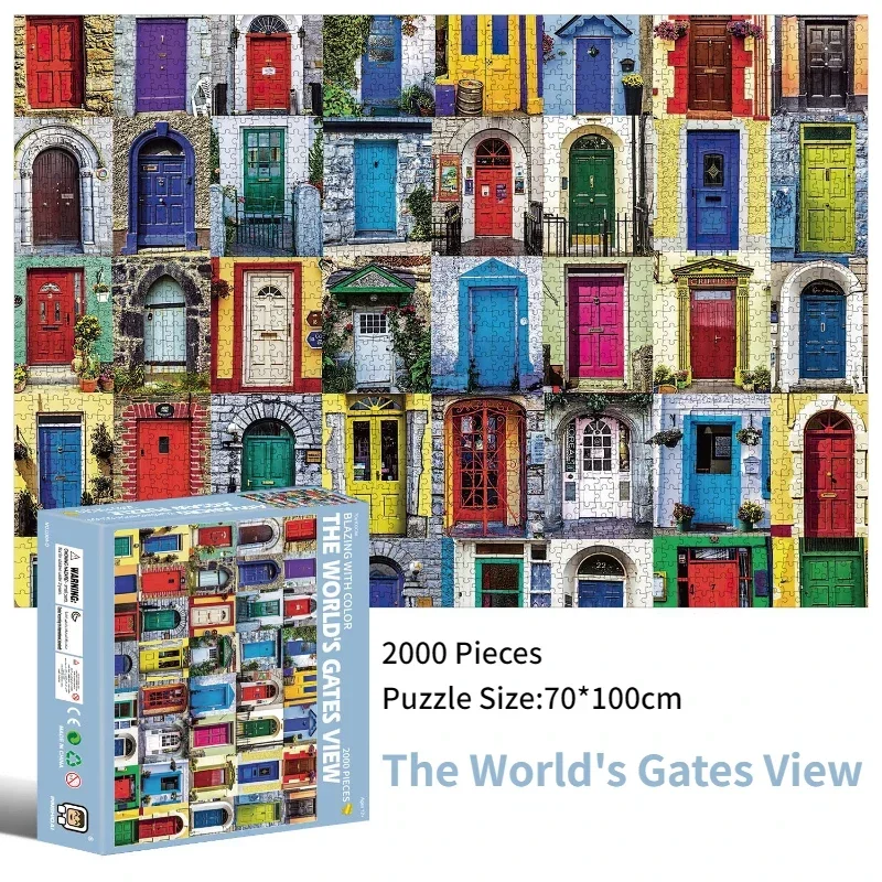 

70*100cm 2000pcs Paper Jigsaw Puzzle The World's Gates View Landscape Painting Stress Reducing Blazing with Color Christmas Gift