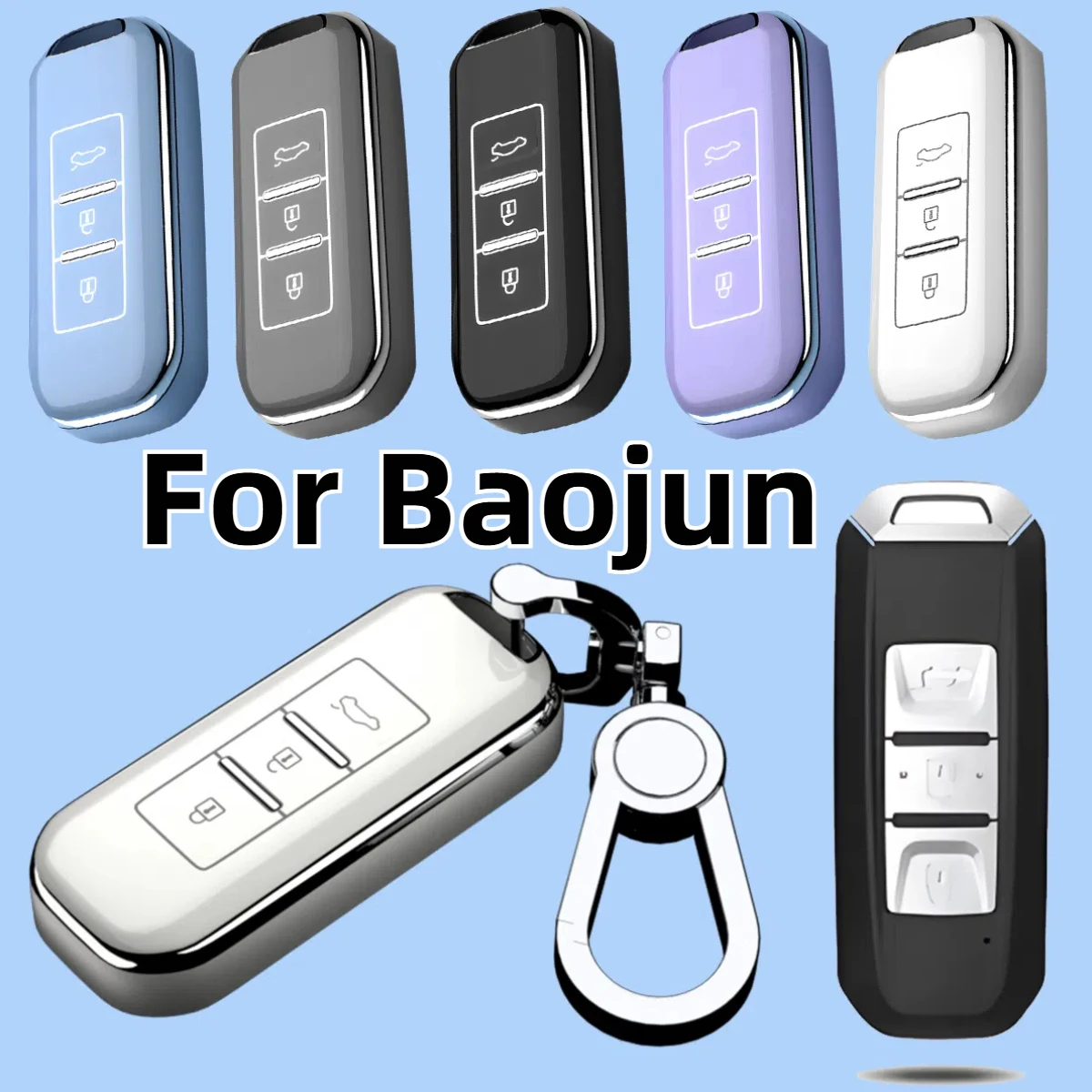 Soft TPU Car Key Case Cover Protect Shell Bag For Baojun 510 730 360 560 RS-5 530 630 for Wuling Hongguang S Car Accessories