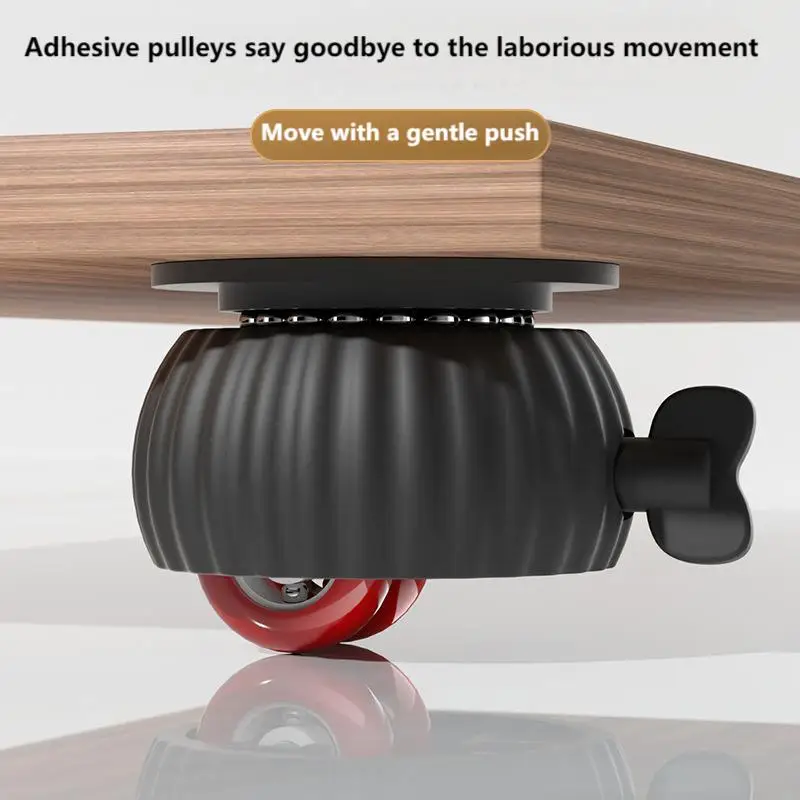 Paste ball-bearing universal wheel, no-drill furniture bedside table, load-bearing pulley, mobile base with brake, silent wheels