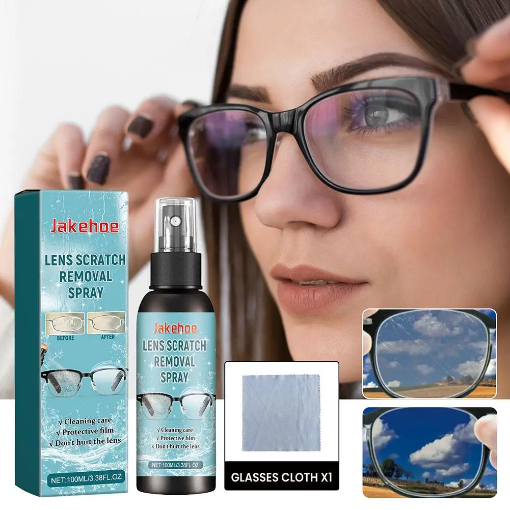 Limpiador de cristales para gafas de sol, solución de limpieza, pulverizador antivaho, eliminación de arañazos, 100ML