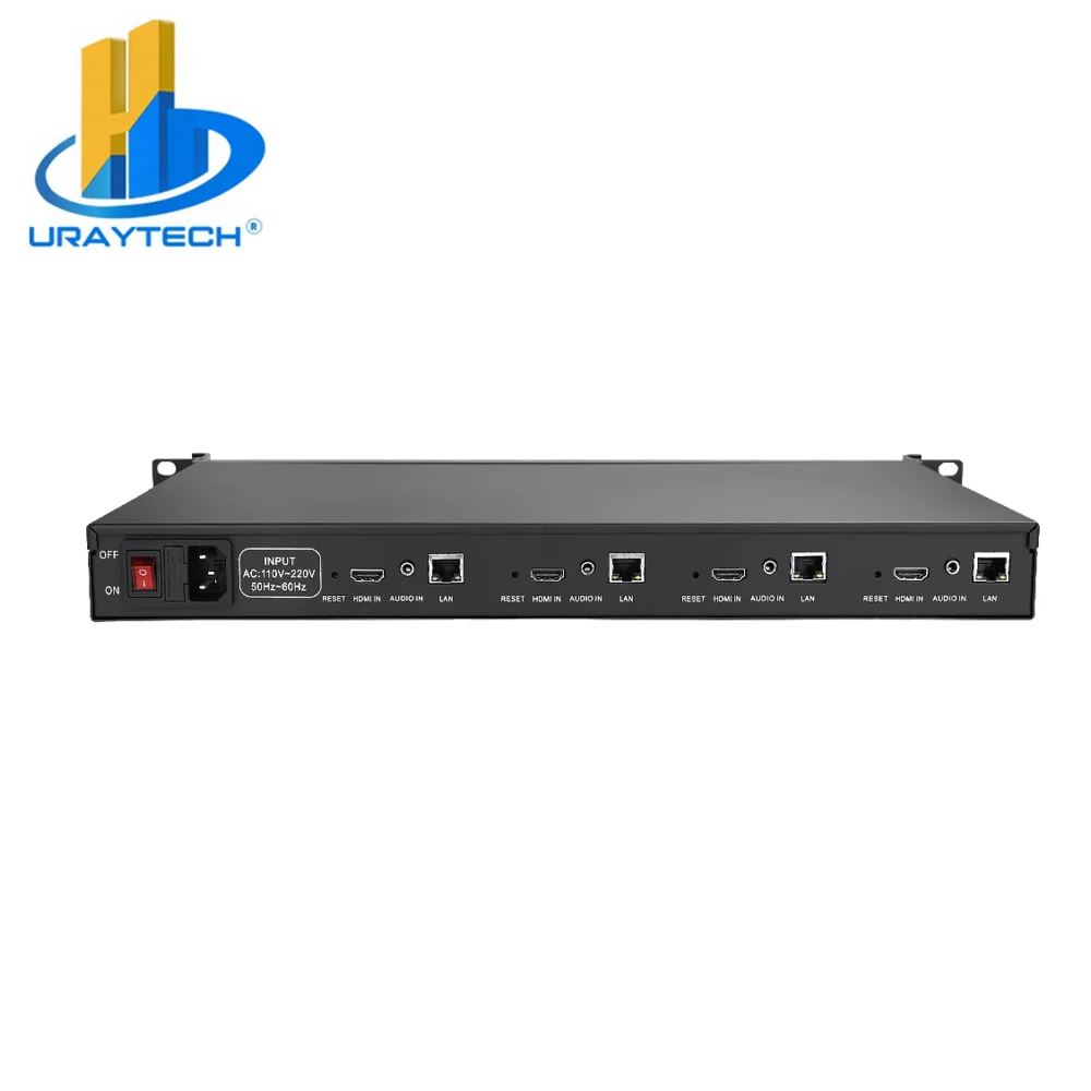 URay 4 Channels HEVC H.264   IP Video Streaming Encoder Transmitter   Encoder H.264 Support RTSP RTMP UDP HLS